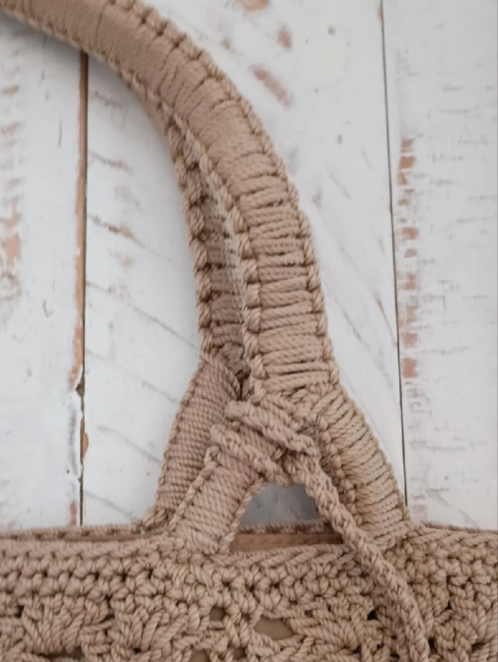 The Sak Crochet Tote Bag in Beige Like New Unique Crochet Pattern - Picture 5 of 9
